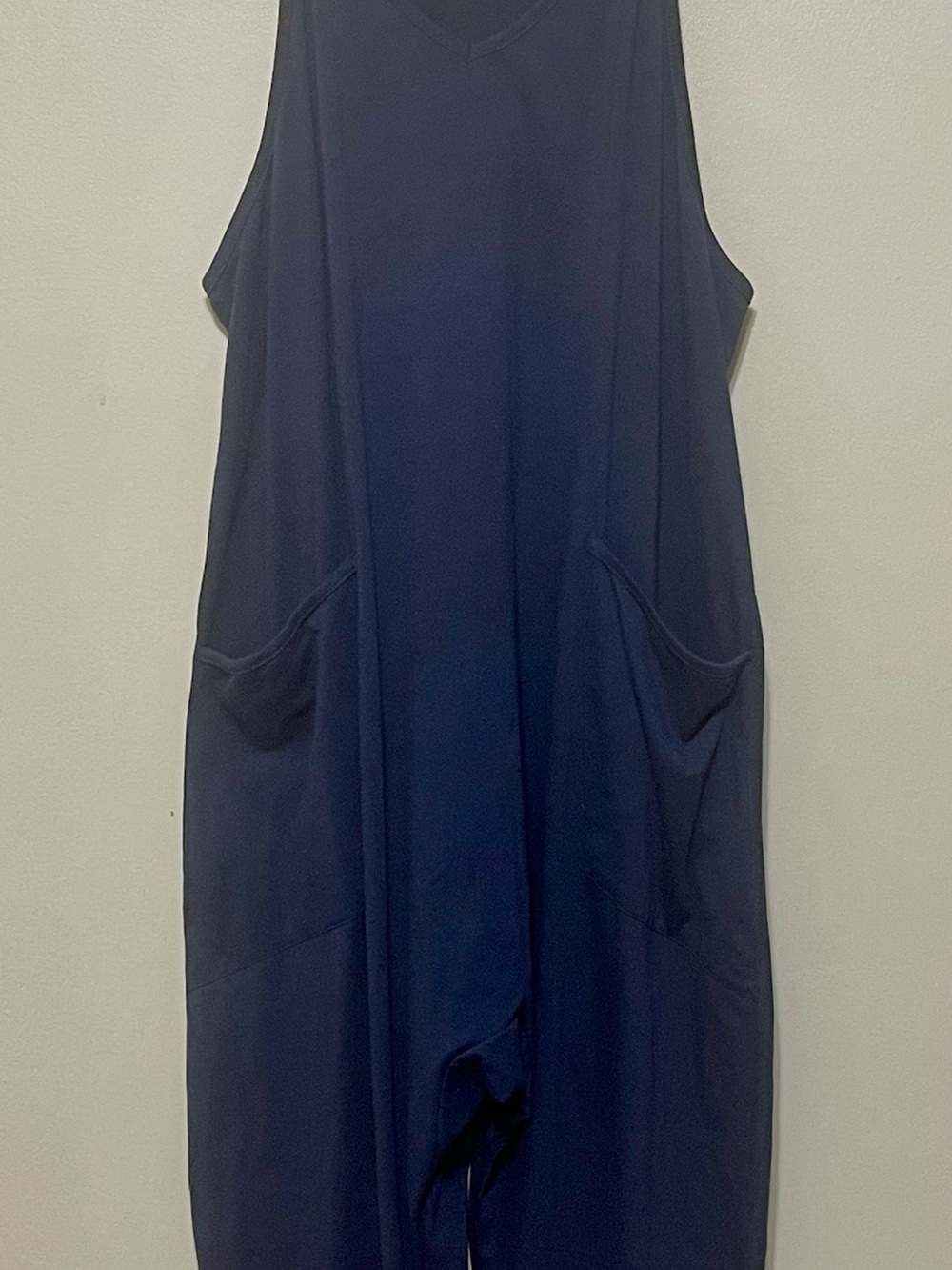 Women baggy Lagenlook Jumpsuit Navy Blue Sleeveless Pockets Relaxed Comfort EUC - Picture 6 of 8